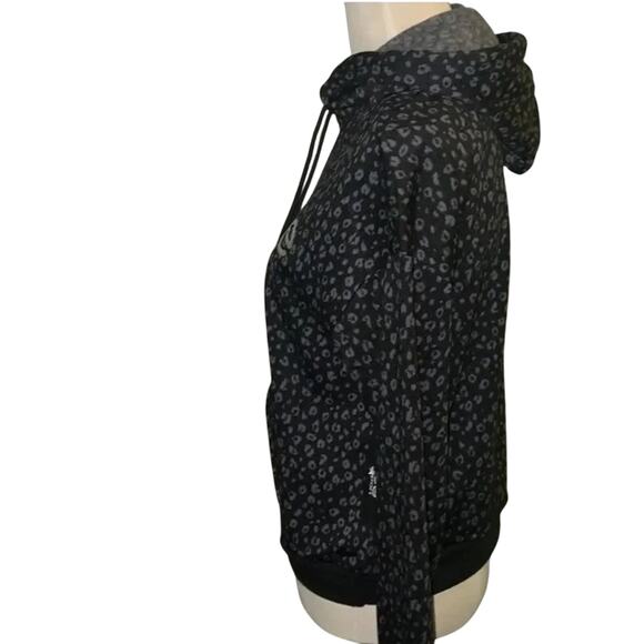 Bebe Black with Silver Leopard Print Hoodie, Size 3X, NWT Retail $94 - Picture 3 of 14